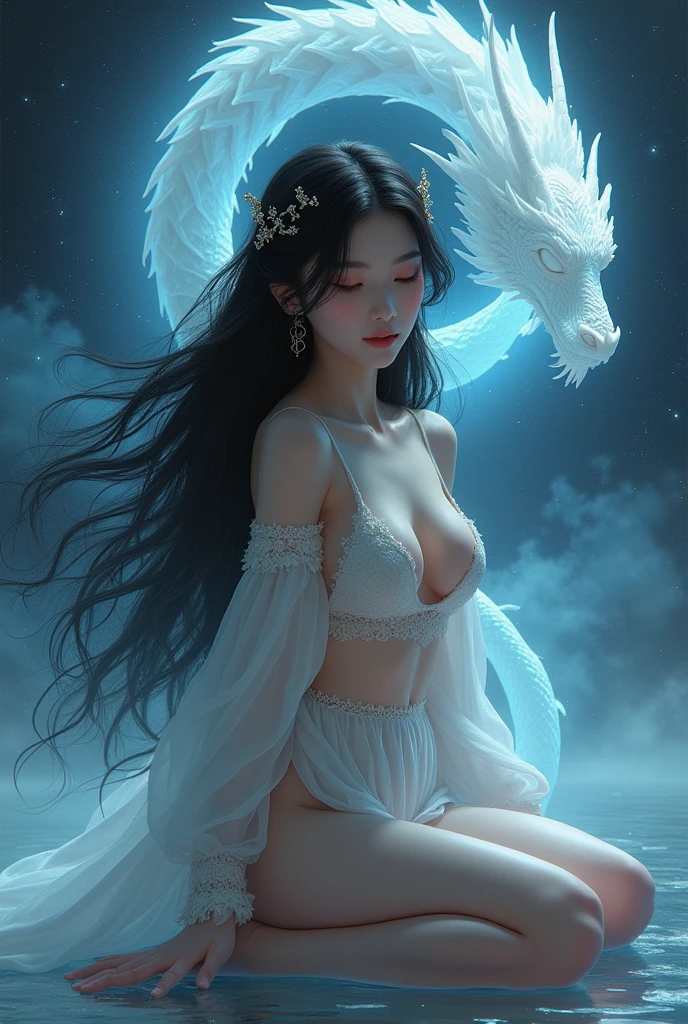 ((best quality)), ((masterpiece)), (detailed), alluring succubus, ethereal beauty, perched on a cloud, (fantasy illustration:1.3), enchanting gaze, captivating pose, delicate wings, otherworldly charm, mystical sky, (Luis Royo:1.2), (Yoshitaka Amano:1.1), moonlit night, soft colors, (detailed cloudscape:1.3), (high-resolution:1.2)