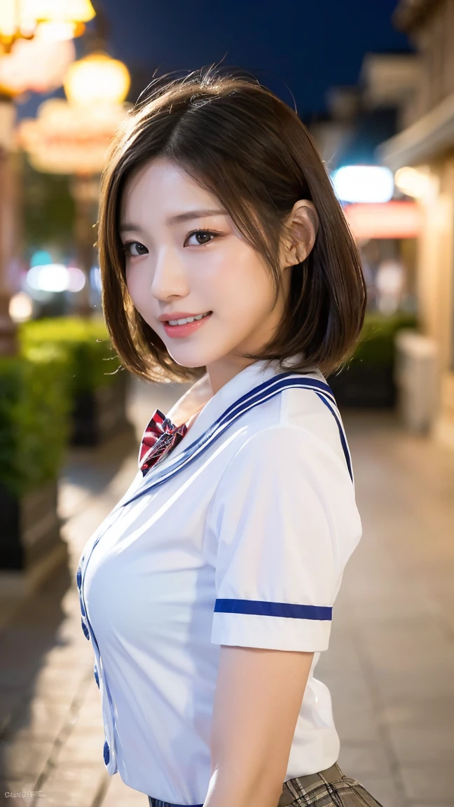 (2 youthful and beautiful women, age 20s, wearing the iconic japanese high , white shirt with buttons, pleated mini-skirt, red neck collar ribbon, serafuku, ponytail hair, short hair, bob hair with side bangs, sailor hat, sailor uniform,
BREAK
Friendly Kind smile, beautiful detailed eyes, beautiful detailed lips, extremely detailed eyes and facial features, long eyelashes, natural color lips, ample bosom, huge breasts, cute, natural pose looking at camera, high angle camera shot, sitting in an outdoor cafe,
BREAK
Photorealism, Ultra-realistic, portrait, vivid colors, photo-realistic, UHD, 4k, 8k, ultra-detailed, finely detailed, high resolution, masterpiece, best quality, illustration, perfect dynamic composition, bokeh night background, safe for work, SFW)