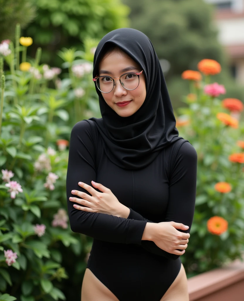 The beautiful,thin and clever asian muslimah adult girl with a pair of glasses with beautiful cheeks wears plains zebra print lycra turtleneck unitard catsuit covered with stripes and plains zebra print lycra elastane stretchy dancewear shawl hijab covered with stripes.She is working in the hotel.She is a my server.