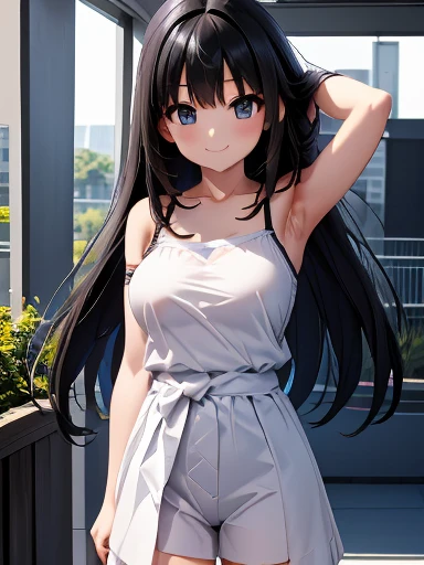 (masterpiece, best quality), Curvy blue eyed girl with long wavy black hair and small breasts, extreme:3.0, lewd:3.0
