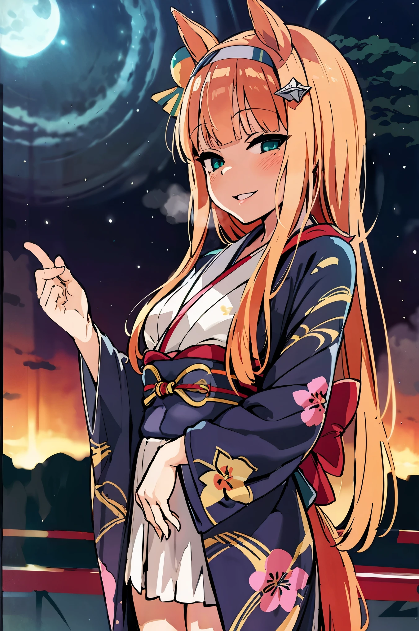 NSFW,masterpiece, top quality, high definition , very detailed , silence Suzuka \(Horse Girl\), kimono,yukata,Summer Festival,night, shy laugh 