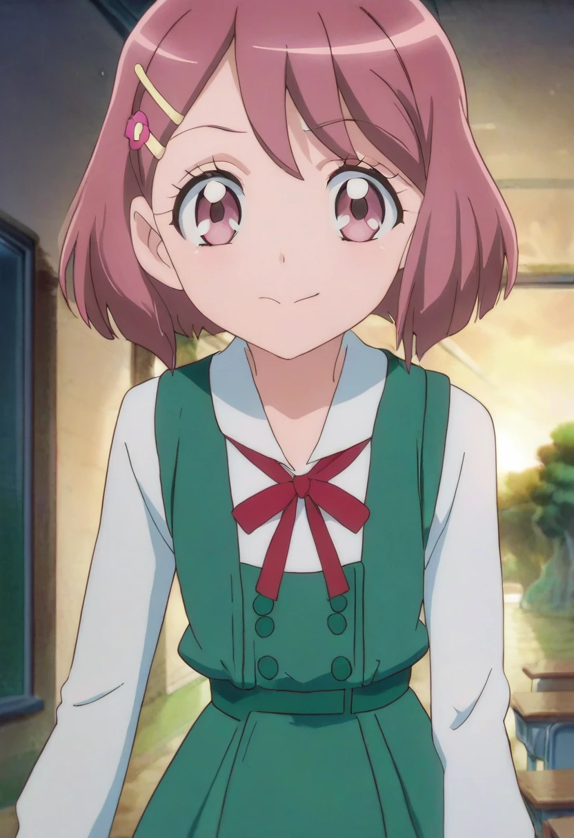 score_9, score_8_up, score_7_up,  1 girl, Hanadera Nodoka,  Medium Hair ,  hair clip,  brown hair ,  pink hair,

smile, looking at the viewer,

 school uniform,  apron,  white shirt,  Long Sleeve ,  red neck ribbon ,
classroom, outdoor,  beachside, sunset,  evening ,  expressive, Confused, レッグup
横たわって
足を広げて
膝から胸まで