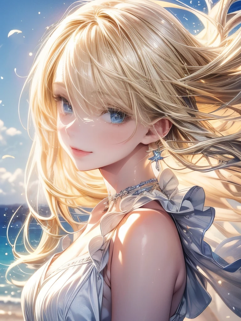 Beautiful and cute female pose, the cutest 20-year-old beauty, charming smile, ((background is a seaside resort)), ((very long hair)), ((resort fashion with a high degree of exposure) ), Gradient Eyes, Mesmerizing Makeup, Show Lighting, , Single Point of View, Canon, nffsw, Retina, Mastepiece, Accurate, Anatomically Correct, Textured Skin, Super Detail, High Detail, High Quality, Award Winning Yes, Highest Quality, High Definition, 1080p, Hard Disk, 4K, 8K, 16K