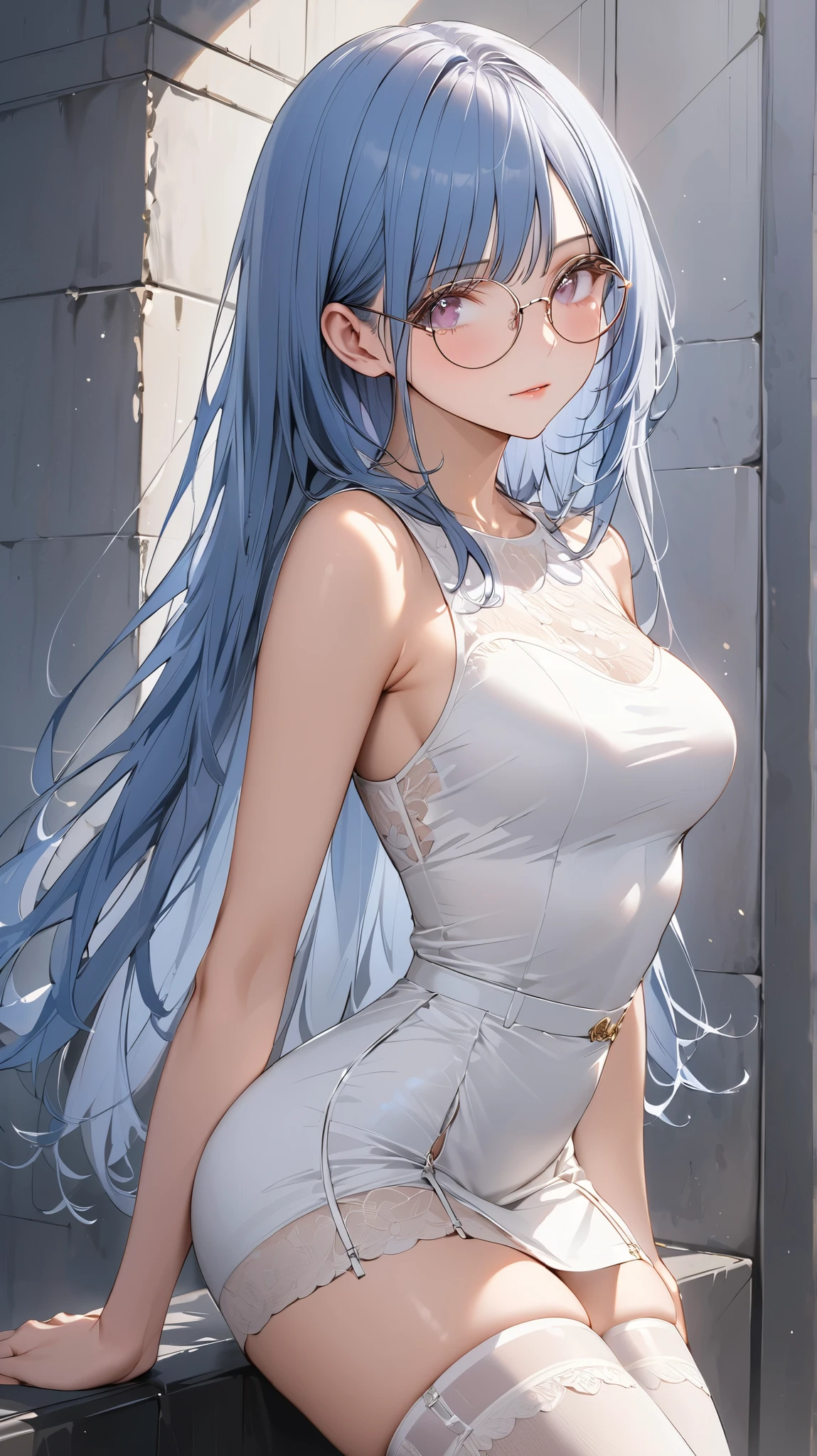 1girl, solo,  mihie miach, silver costume, <lora:KirieTuanV11:1>, (ultra high res,best quality), (8k, RAW photo, best quality, masterpiece:1.2), professional lighting, physically-based rendering, highres, absurdres,