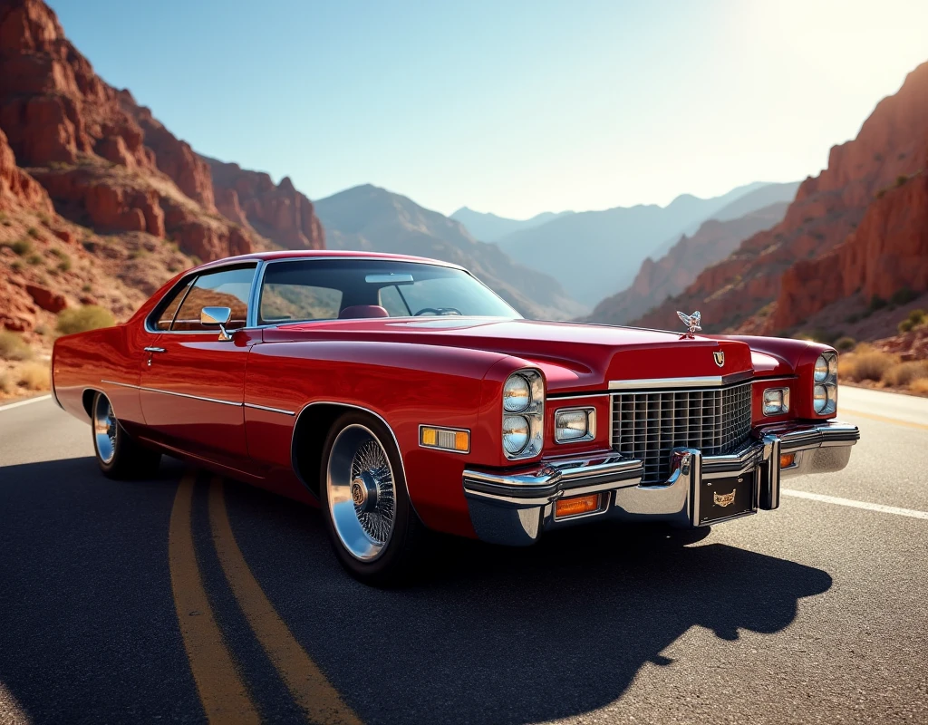 Red cadillac car 
