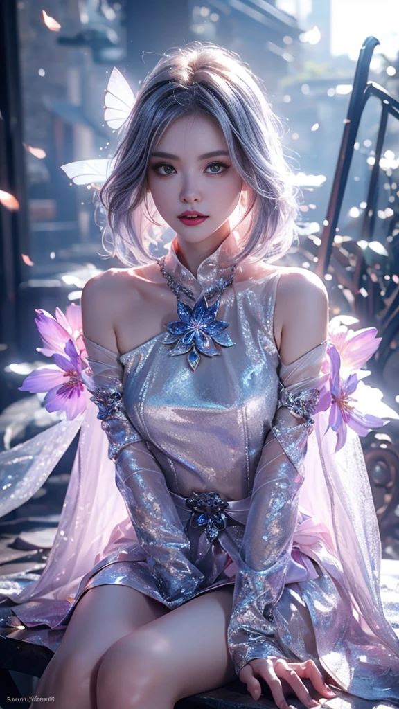 (Digital art, fractal art, official art, beautiful and aesthetic, ultra detailed, beautiful, masterpiece, best quality:1.8), (1girl:1.2), face, Detailed face, Detailed eyes, Detailed hair, Detailed fingers, five fingers,
_ BREAK (angular,Prism:2.0),(kaleidoscope:1.6),
(angular kaleidoscope pattern White dress:1.6),
(inside white kaleidoscope:1.55),
(strong prism light reflected on kaleidoscope:2.0),
BREAK cute ig model, Japanese cute model, 22 years old, medium large breasts, slender waist, toned arms, toned thighs, medium Buttocks, small head, small face, small mouth, diamond Face, small nose, Sharp Faceline, smile,Teeth, (dropy eyes, Double eyelid, Light color eyes, Moist eyes, Shiny eyes:1.2), Shiny hair, Shiny skin,
_
(smile, Teeth:1.3),(sitting:1.2), from front, lock at viewer,
_