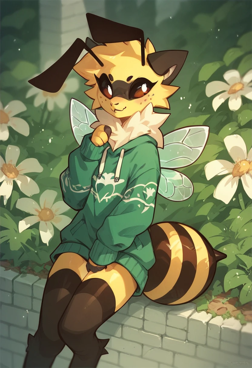 Female bee, green clothes