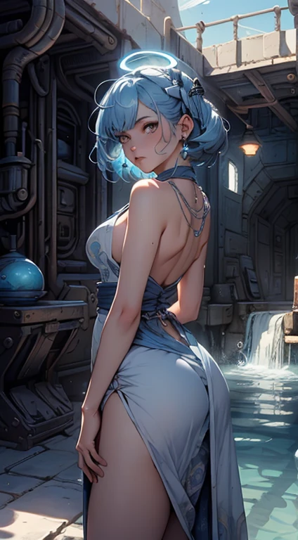 a young girl!, 1girl, light blue short ponytail hair, light blue hair!!, very small breasts!!!, small breasts, blue eyes, she nude, huge pussy, penis instead of a pussy, full body, full body, ghost forest, incredibly sexy body, detailed face, beautiful detailed eyes, beautiful detailed lips, extremely detailed eyes and face, long eyelashes, intricate details, highly detailed, photo realistic, 8k, best quality, masterpiece, cinematic lighting, dramatic lighting, vibrant colors, fantasy, digital art, concept art
