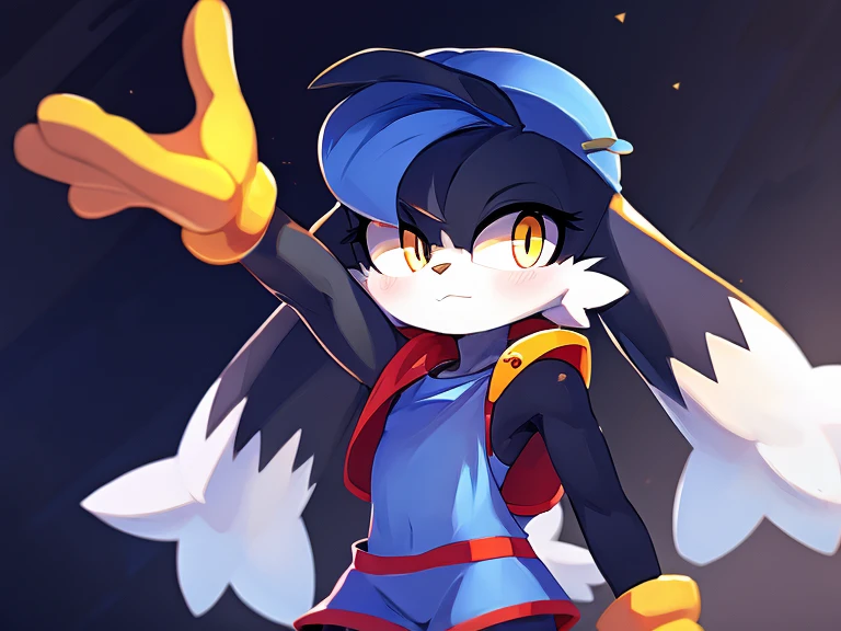 Furry girl, cute klonoa, short hairstyle, detailed body, clothes, yellow eyes, modern art, best quality 