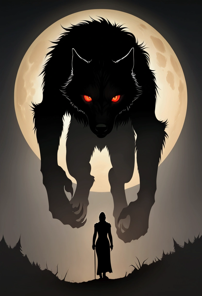 ( masterpiece:1.2 ), ( super detailed), 8k, 16k, wallpaper, (best illustrations),(Werewolf),(Black silhouette of a werewolf against the moon),(Cool illustrations) Red eyes, ultra-detailed, cinematic lighting, moody atmosphere, fur textures, chiaroscuro lighting,cinematic composition,photorealistic,8k,masterpiece,best quality,dark fantasy,award winning concept art