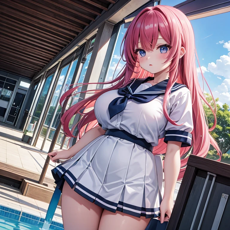 <lora:Mizunashi Akari_v1:0.8> mizunashi_akari, sailor collar, white dress, indoors, white room, water, white furniture, barefoot, foot up, smile, :o, masterpiece, best quality, highres, <lora:GoodHands-vanilla:1> nice hands, perfect hands