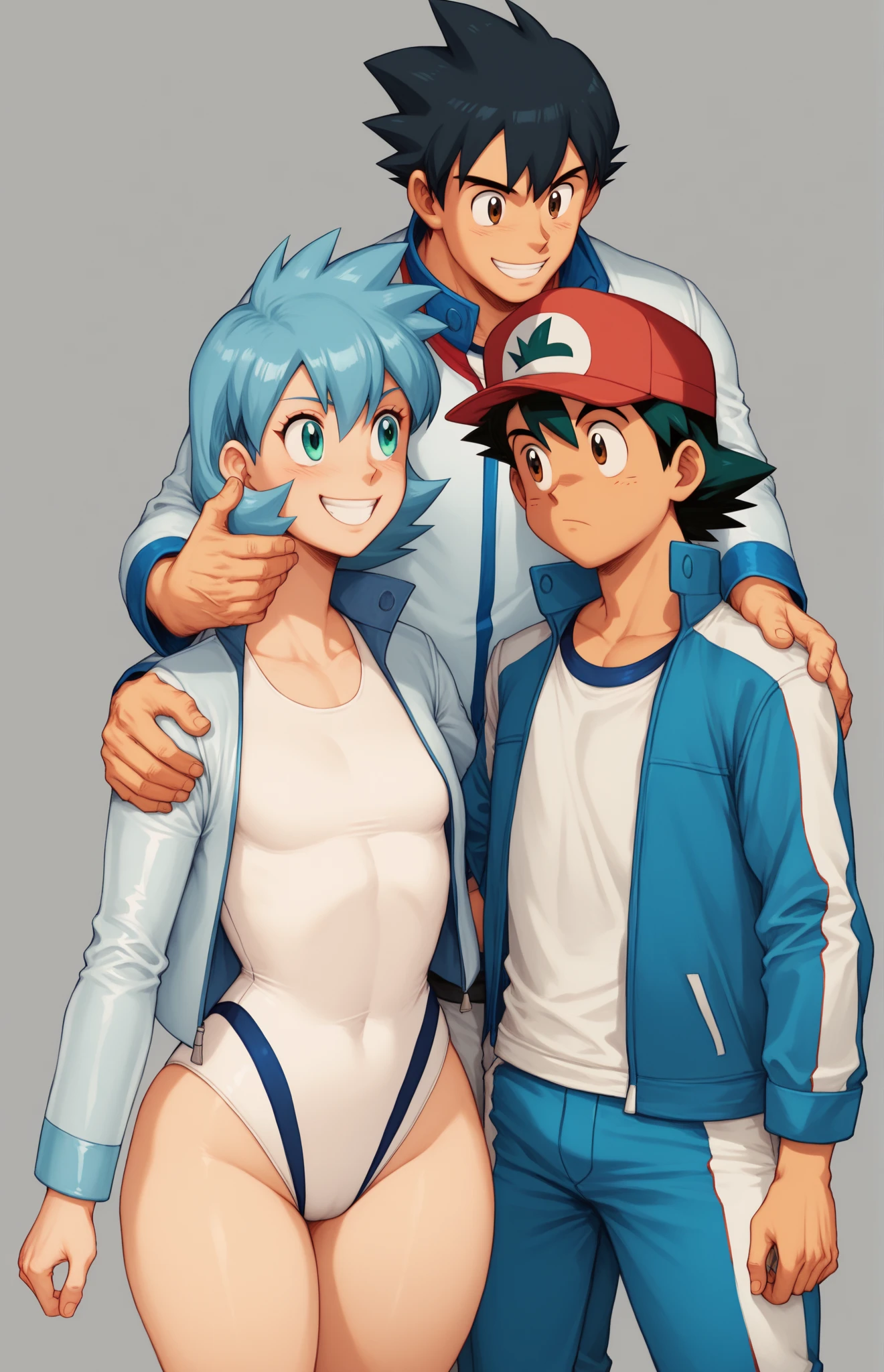 Satoshi the Pokémon,Sex,Open your mouth wide,Drooling,Sweaty,Bodybuilding,Six Pack,Make muscles bigger,(Huge erect penis:1.8),(Six Pack:1.6),Painful expression,13-year-old boy,A large number of blood vessels,Ethnic tattoos,Red and white cap