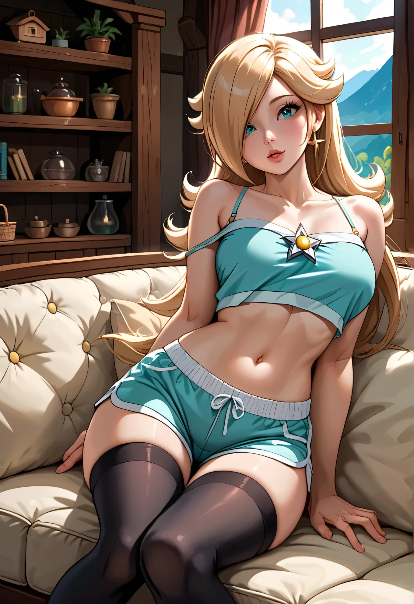 ((masterpiece)),(illustration),(((best quality)),iridescent, high resolution illustration,Amazing,highres,intricate detail, extremely detailed CG unity 8k wallpaper ((zelda)), full body, large breasts, (delicate cute face), blond long hair, lovestruck,(green eyes), smile, joyful, , narrow waist, young girl, 15 year oluctive, big smile, happy, smiling, tight body, wavy hair, locker room, sexy pose, underwear, sitting, cleavage, facing viewer, athletic