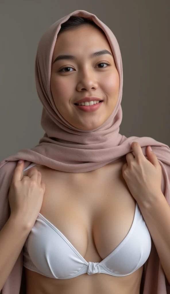 Smile (grey Hijab), A girl is very thin and naked in the school grounds , Naked and crying, naked and crying