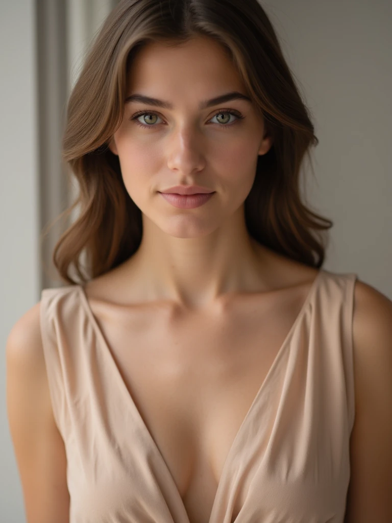 FEMME SEXY, 26 ans, mince, athletic, shiny tanned skin, normal-breasts, Taille fine, 
light brown curly hair, lingerie black, Realstic, photographie, real, naturel