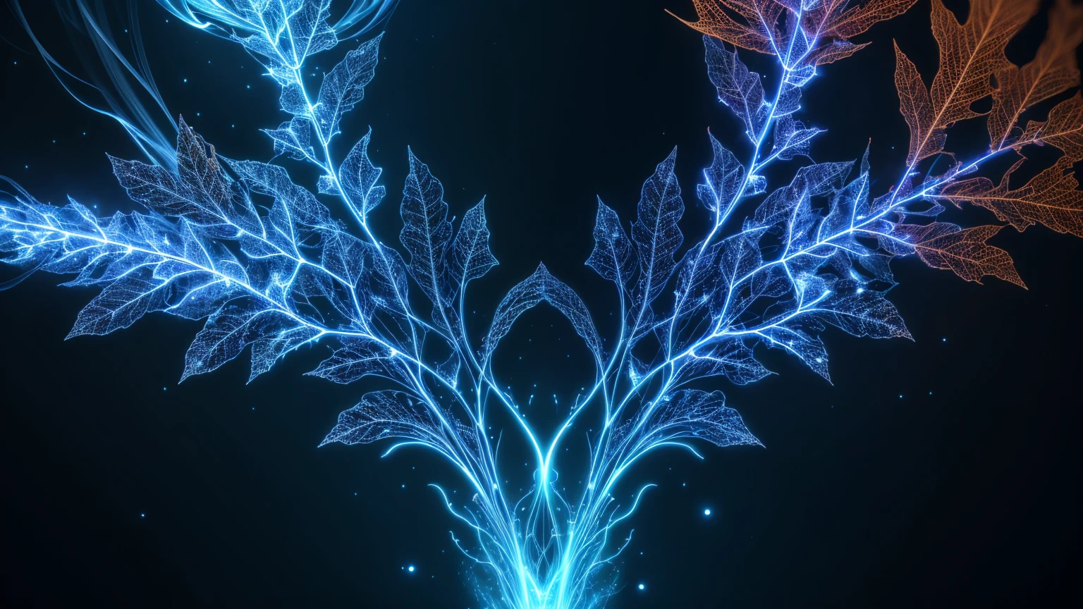  Kirlian pictures of maple leaves、Kirlian photograph of a blue plasma 、blue corona discharge 、beautiful、 mysterious in another dimension、 black background