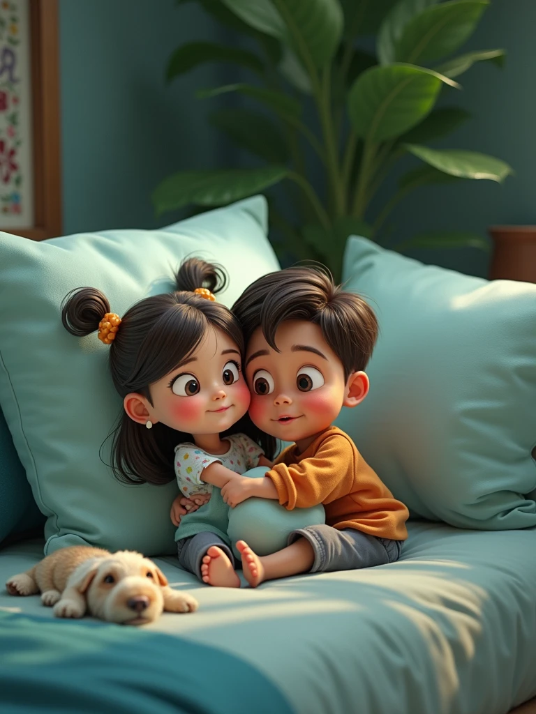 A boy lifting a girl by grabbing her armpits  
while she is sitting on the floor
