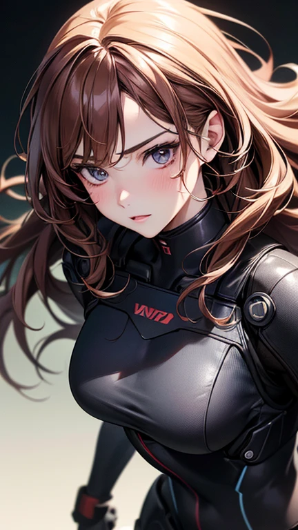 masterpiece, best quality,anime style, 1 girl,(((slender body))), (((small eyes))),(((athlete suit))), (beautiful face), (((medium hair))), (((messy hair))), ((((brown hair)))),detailed beautiful skin, (perfect hands, perfect anatomy),scream