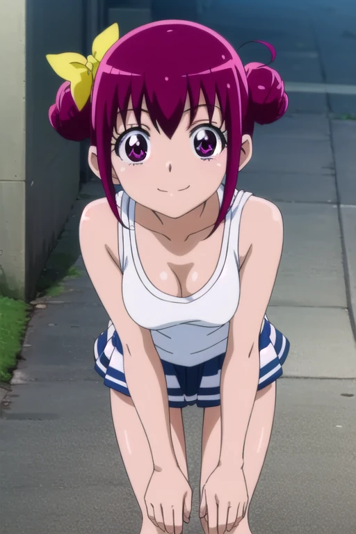  anime girl  with pink hair and purple eyes in white tanktop, ( anime girl ),  anime moe art style,  Anime Style , in  Anime Style , naughty  Anime Style , 2D  Anime Style , smile, smile face, cute  anime girl ,  very short， toddler figure ， turn your butt over here， open and swollen anus ，clothing: white tank top, pretty  anime girl , Tank Top Underwear,  pink short hair ,  pink eyed girl,  double sided bun hair , yellow hair bow , Big Breasts, had Big Breasts,   navy blue miniskirt  , Alone,  anime girl , flat  Anime Style  shading, cute  Anime Style ,  Anime Style のアート, Produced with Anime Artist Studio ,  white tank top ,  navy blue miniskirt , an  anime girl ,  beautiful charming anime teen,  Casual atmosphere ,