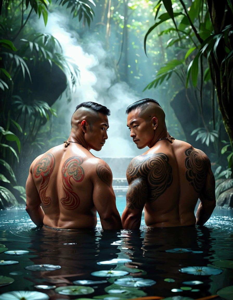 (Highest quality:1.5), (masterpiece:1.5), (8k:1.5), (jungle:1.1), (1 man:1.1), (Completely naked:1.1), 50 years old, (Asian people:1.1), (short combed-back hair:1.1), (Anguished expression:1.2), Having sex, penis