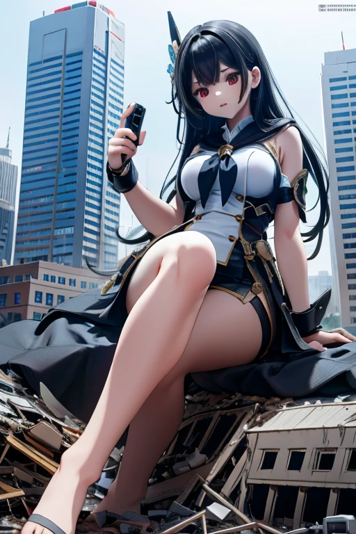 最high quality、best image quality、masterpiece、teenage girl((20-year-old、 By becoming、vest bust、medium bust,wide open breast tea、black eye, black hair、long hair、thin,highest valley、black leather armor、walk、black,chest、Eyeshadow Makeup、have a carry bag、back view、turn around、black long furr wolf tail、black extra large wolf pointint ears )),high quality、beautiful art、background((airport、limousine))、debris flies、Depth of written boundary、movie、visual art、perfect art、8K,genuine、red eyes