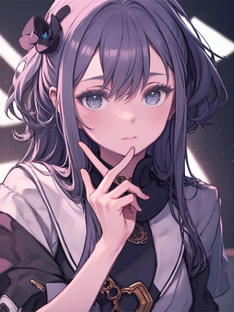 best quality, masterpiece, highres, solo, {minato_yukina_bangdream:1.15}, long_hair, bangs, yellow_eyes, grey_hair, hair_ornament, flower, rose, jewelry, hair_flower, 1girl, choker, looking_at_viewer, necklace, jacket, purple_flower, crown, feathers, hairband, purple_rose, blue_flower, feather_hair_ornament, open_mouth, blue_feathers, blue_rose, cross-laced_clothes, earrings, long_sleeves, cropped_jacket, dress, upper_body