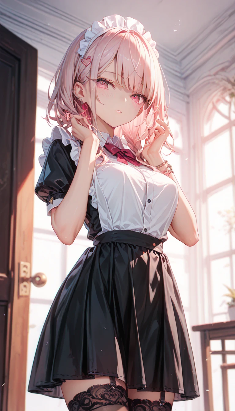Long Hair Pink Eyes maid Dress The Heart Of Love Medium Build 