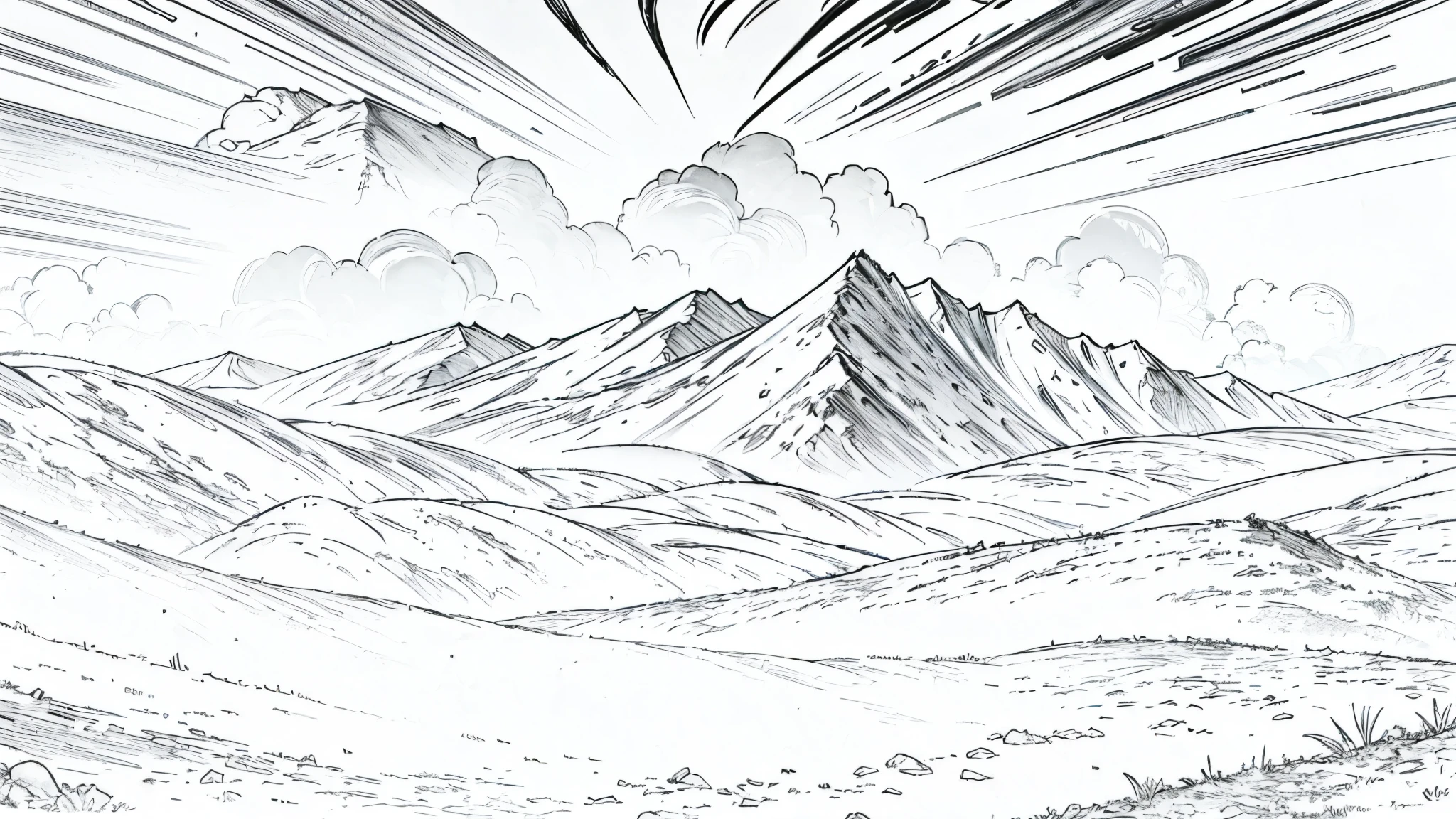 background, concept art, sunset, mountain, Desert