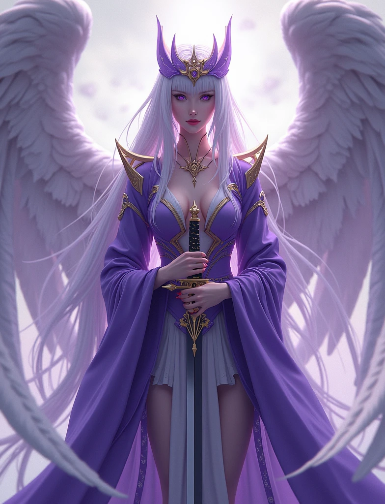 8k,A hyper-realistic,(masutepiece, Best Quality) Daniela Dimitresc, 1womanl, white hair,Looking at Viewer, Open mouth, Blonde hair, Background, cleavage, real looking skin,Jewelry, medium small breasts, Underwear, Looking, Upper body, flower, Wings, teeth and fangs, hoods, Necklace, Cape, Bra, makeup, bug, lip stick,Inside the dark cave, Pedras preciosas, pale skin, veils,紫色の hoods up, Realistic, Black lips,超A high resolution,Purple Flame(purple effect),A sexy,