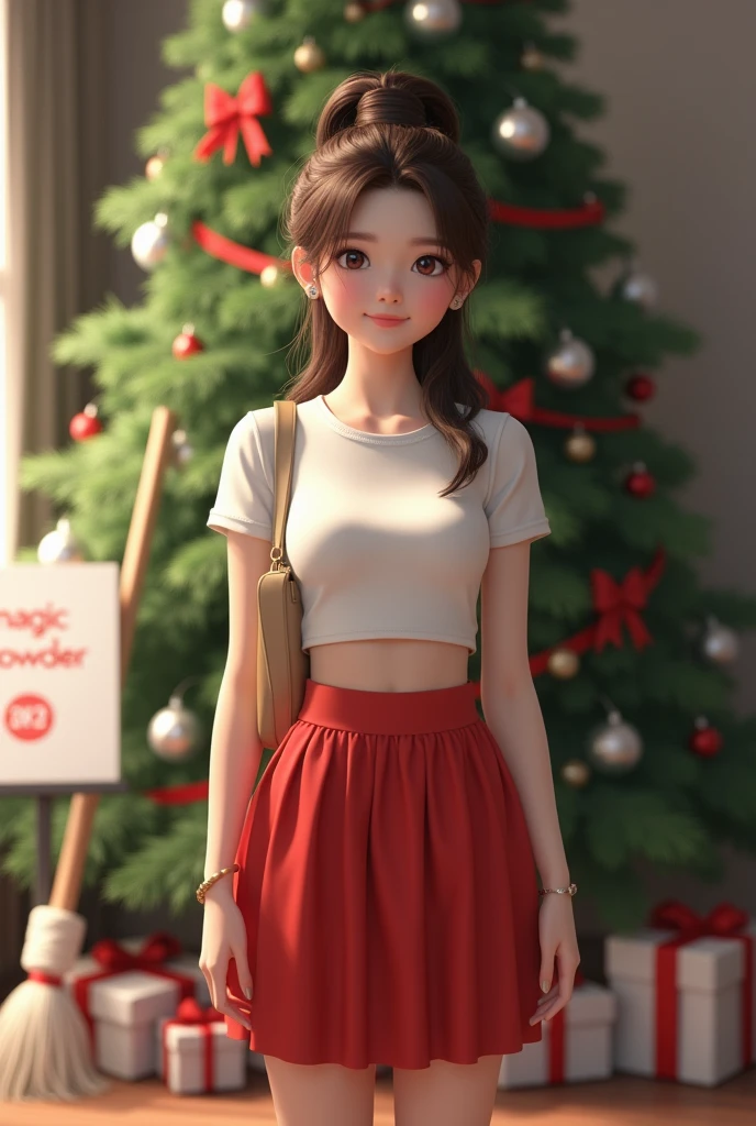 (masterpiece), best quality, realistic, ultra-detailed CG, 8k HDR wallpaper, portrait of a beautiful 23-year-old Hungarian girl named Bobungda Tuni, wearing a skirt, full-body pose, eye-catching smile on her face, isolated from the background.