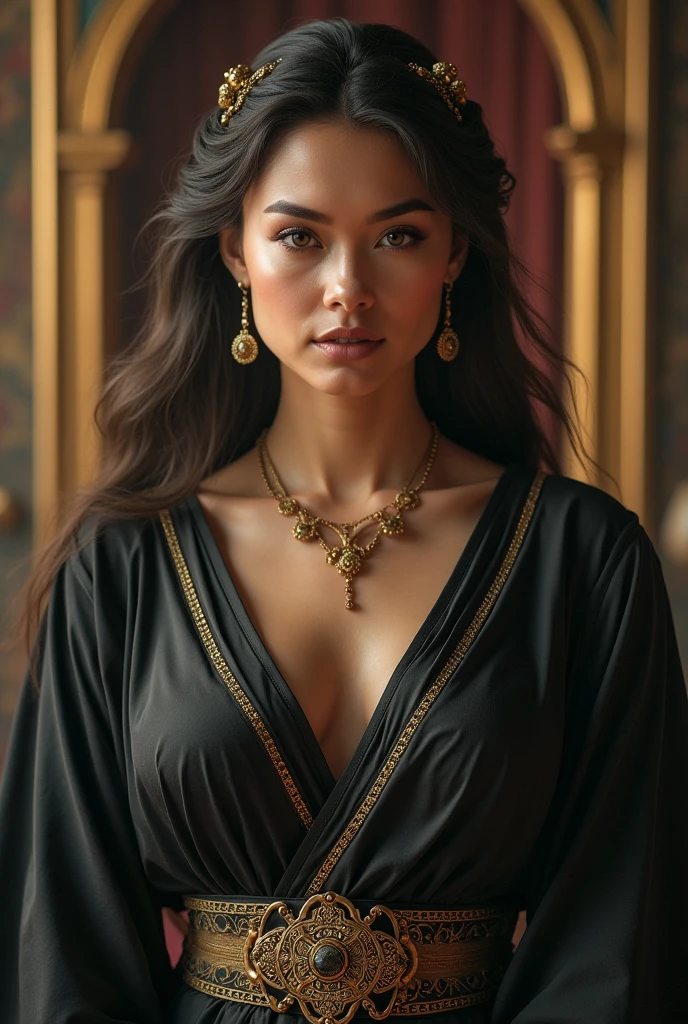 (Pure Color: 0.9), (Color: 1.1), (Masterpiece: 1,2), Top Quality, Masterpiece, High Resolution, Original, Highly Detailed Wallpaper, Beauty, Victorian, Dress, Melancholy, Big Breasts, Sepia Color, 40 years old, Zen_daya