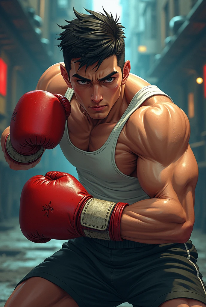 make me a picture with which I can introduce myself which is a combat sport, Essen, travel, music/rap and nature includes all themes should be shown individually in the picture