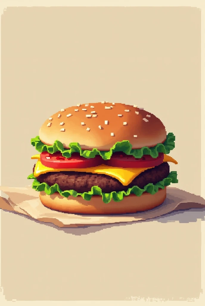 Hamburguer, pixel art 128x128, high detailed, detailed shadows