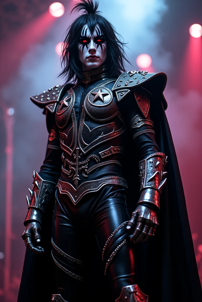 kissb2023, 4 men, 4 people, masterpiece, best quality, 8k, uhd, detailed skin, standing dark castle, gothic setting, horror \(theme\), cowboy shot,