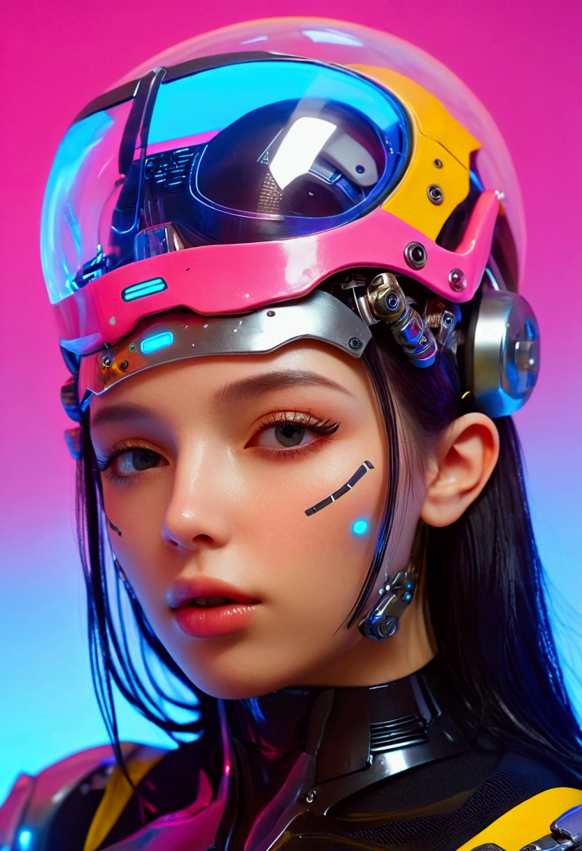 There is a woman wearing a futuristic headpiece and helmet,  cyberpunk art ultra realistic 8k, Cyberpunk 20. Model Girl,  Ultra Realistic Cyberpunk Style , Cyborg Girl,  dreamy cyberpunk girl , Cyborg - Girl, Cyberpunk Beautiful Girl, Beautiful girl cyborg, Beautiful cyberpunk-inspired female face , cute Cyborg Girl,  cyberpunk anime girl ,  beautiful cyberpunk female model 