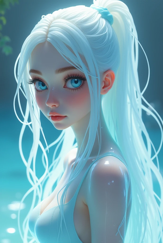 Un personnage féminin nommé Saono, une fille magnifique et optimiste aux yeux bleu cyans et aux cheveux longs argent et au visage rayonnant