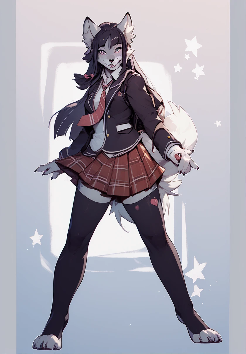 Female, furry, anthropomorphic, dress, school uniform, ultra realistic, tall