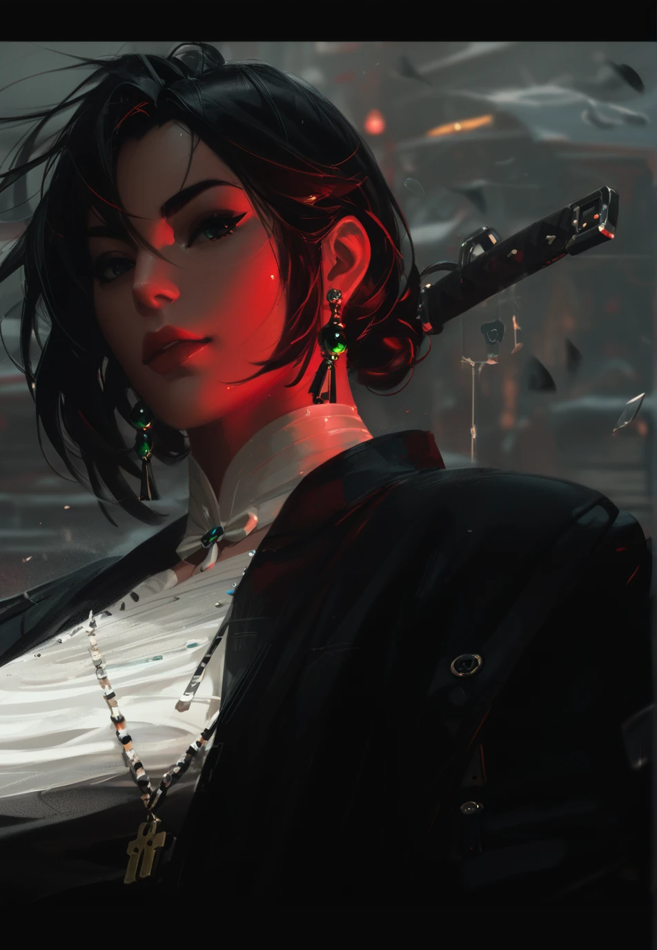 GUWEIZ ARTWORK ,full body, lucia from gta6 , Tati Gabrielle ,cool lesbian hairstyle

To achieve photography that resembles Guweiz's art, you can focus on several key elements that define his style:
1. Cinematic Atmosphere: , sexy, sexy, no nudity, booty , 