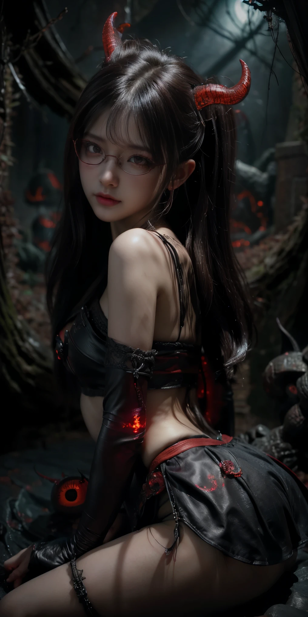 devil, Beast skull, Blood Chain, was taken, Skeleton Behemoth, Abnormal restless eyes, Sutured limbs, Tentacles, Skeleton, teeth, Sharp Fangs, Chained, Insanityの表現, Insanity, Dungeon Dungeon Environment, 8k, Ultra HD Quality.
