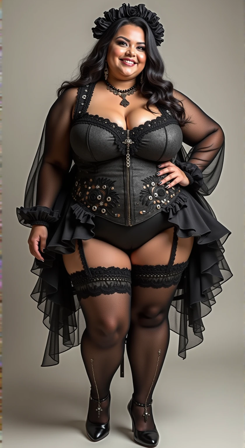 8k, Ultra high resolution, hyper realistic, SOLO, Woman body set big breasts, cleavage, full body shot, wearing a sexy cowgirl outfit, in a barn