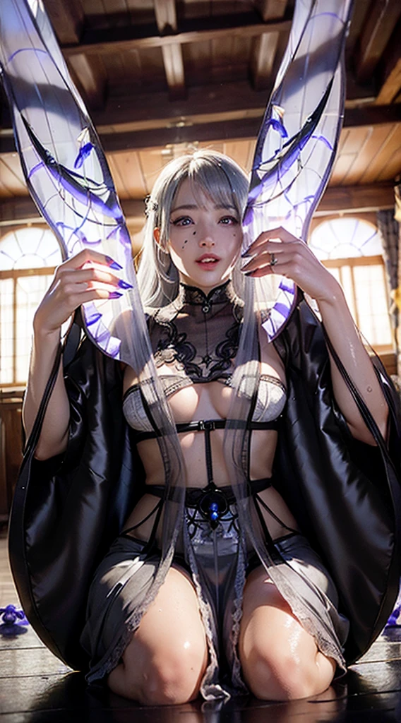 masterpiece, best quality, extremely detailed CG unity 8k wallpaper, ,, ,(Upper Body head close-up shot of a beautiful succubus girl), Wendy, braid fair,((Mckenna Grace)), Freckles,(Human genitalia,, gold,,no panties), (covered in milk,pee, urination),(((gigantic breasts,transparent Areola, ))),(( Abdomen tattoo)) ,( bat wings) (Cross-eyed, , Blush),wet (transparent see through) , ,(Plump),,((spread legs,,Fisheye perspective view,)),(Lean forward),,,( expressionless face,Be mentally controlled),,,, ,A bar at night, (transparent Glittering Lace torn pantyhose),,,pretty face, key art, award winning, intricate detail realism hdr, by (ruan jia and artgerm and range murata), Photorealism, Hyperrealism, ultra realistic, dramatic light, intense shadows, gorgeous view,depth of field