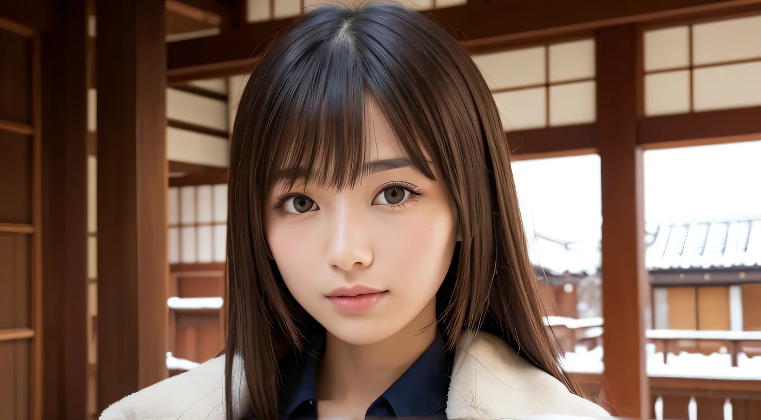 japanese, beautiful, smiling, eye shadow, face looking viewer, no fringe