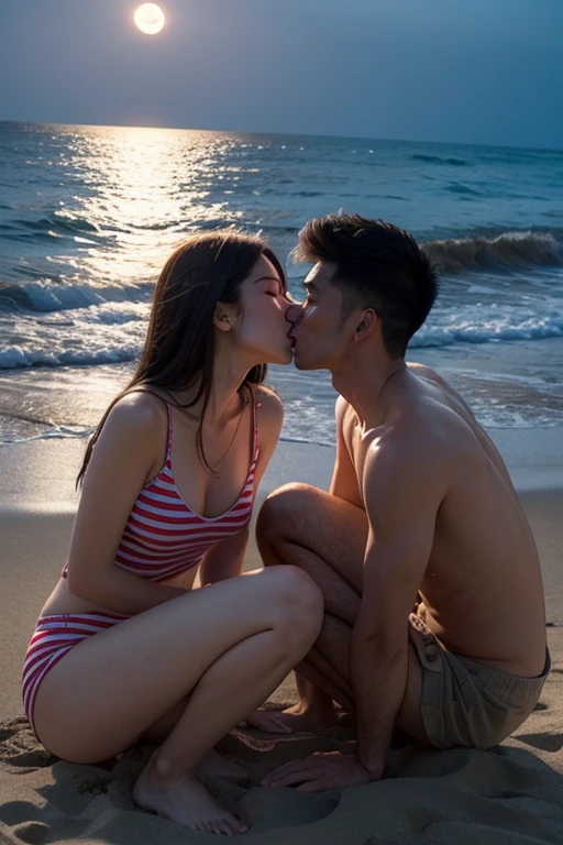 1girl, 10yearold asian slut is wearing a slutty slingshot_bikini on a boardwalk, she is kissing and having sex with a ugly 88yearold grandpa. porn.  1old man, nsfw, kissing