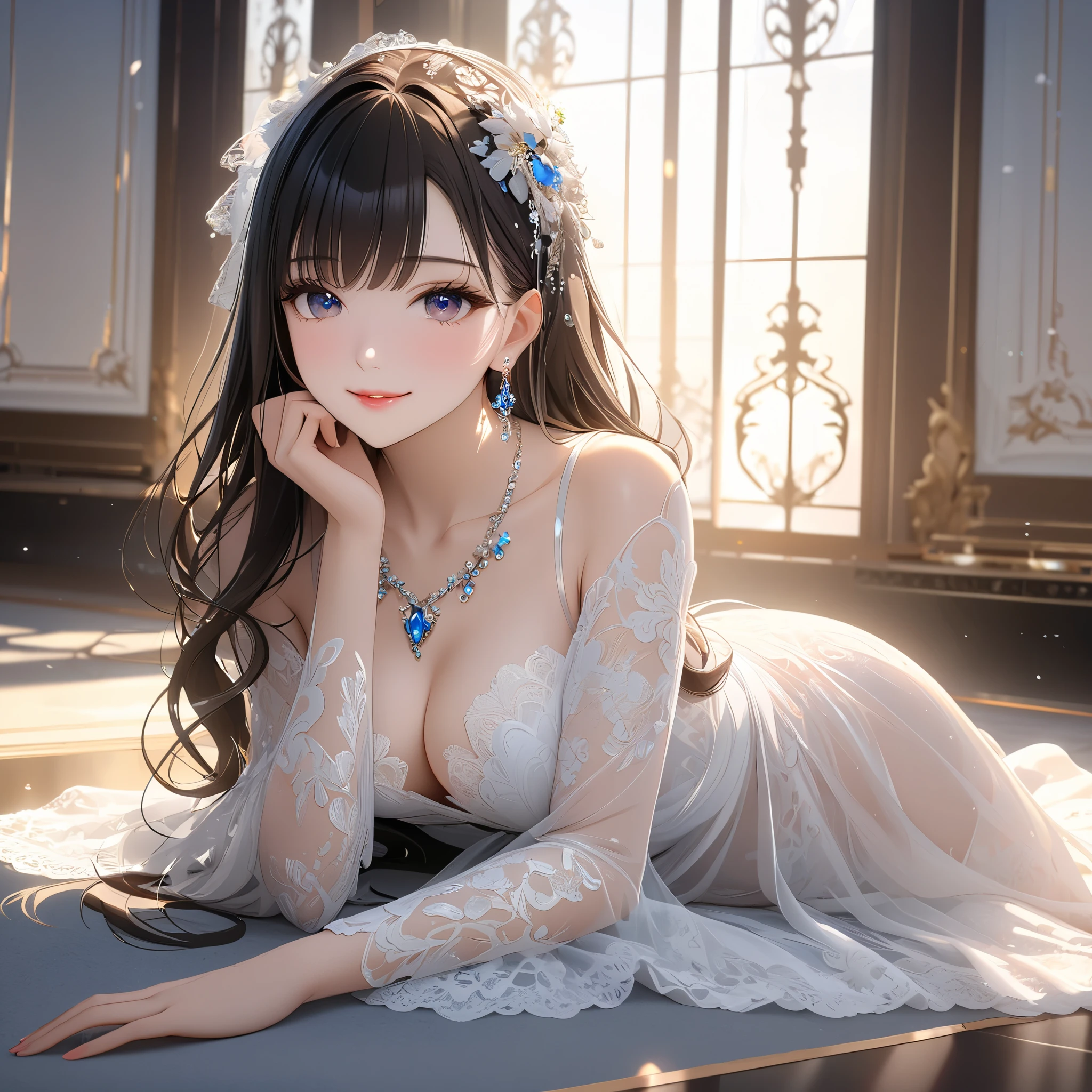 50 year old mature woman, Looking at the audience, Attractive breasts,Sensual curves、bubble、Full Body Shot,Nightgown, Charming smile, Thick lips, plump唇, blush, Looking at the audience, Provocative expression, Beautiful Hairstyles, Cleavage, plump、Curvy Hips、Attractive face、Mischievous face、Sexy Lingerie、An inviting gaze、Expressing emotions、colored feather, Money属装飾品, particle, Light, (masterpiece, highest quality, highest quality, Official Art, beautifully、aesthetic:1.2), (1 girl:1.3), Very detailed,(Fractal Art:1.1),(colorful:1.1)(flowerズ:1.3),Most detailed, (Dynamic pose), (Shiny skin), (Many colors :1.4), ,(Earrings:1.4), (feather:1.4),masterpiece, 30~40 years, Mr.々Hair style,Moneyのヘッドバンド,Tulle covers the chest,Perfect balance, Detailed details of the garment,marble,cinematicLighting, Film Grain, contrast of Light and dark,High detail,(((Gorgeous Accessories))))、Openwork decoration,(((See-through dress)))、(((Anatomically correct body))) ,1 girl, (High resolution), (8k), (Very detailed), Perfect Face, Beautiful eyes and face, (((highest quality))), (Very detailed), Detailed face and eyes, Beautiful Eyes,(((Sexy pose))),Beautiful Eyes、Transparent double eyelids、(((Super gorgeous background)))、Bright Eyes,Money,diamond,gem,Body Chain,Luxury Accessories,beautifully、aesthetic,flower