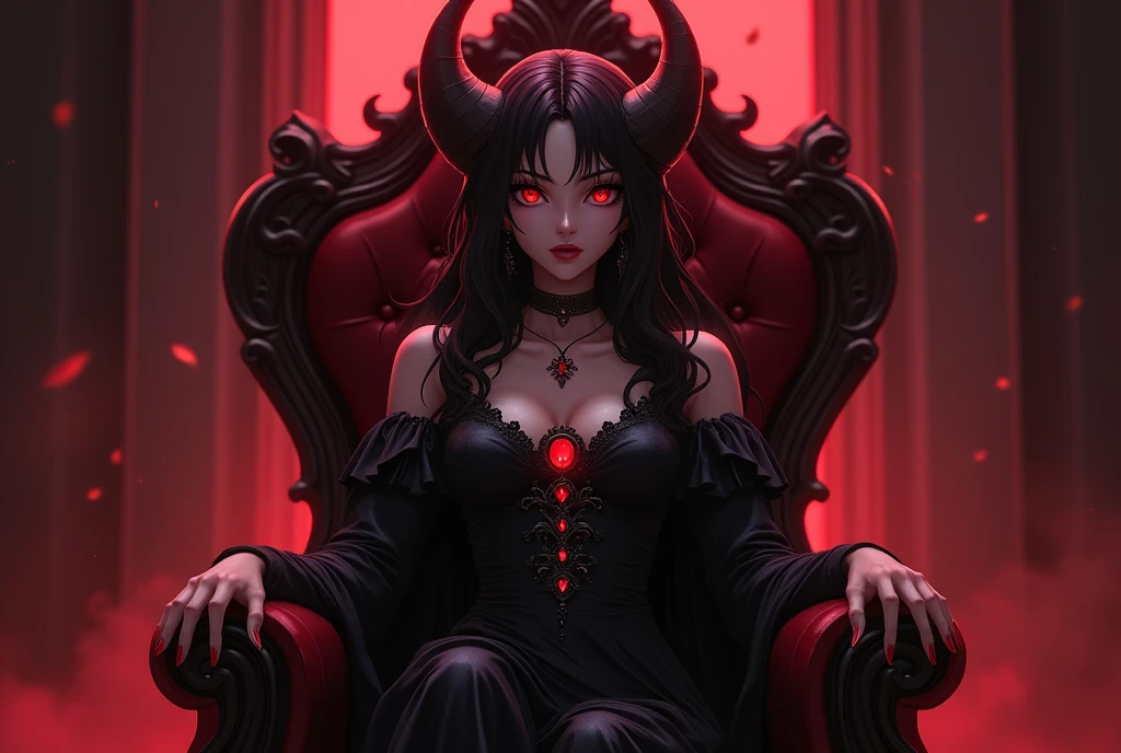 arafed woman in a red suit holding a red cane with a skull, tiefling, beautiful succubus, beautiful elegant demon queen, succubus, succubus | medieval, demon girl, tiefling female warlock, diablo 4 lilith, white horns queen demon, androgynous vampire, portrait of a female demon, demon anime girl, extremely detailed artgerm, dark skin, cleavage, large breasts
