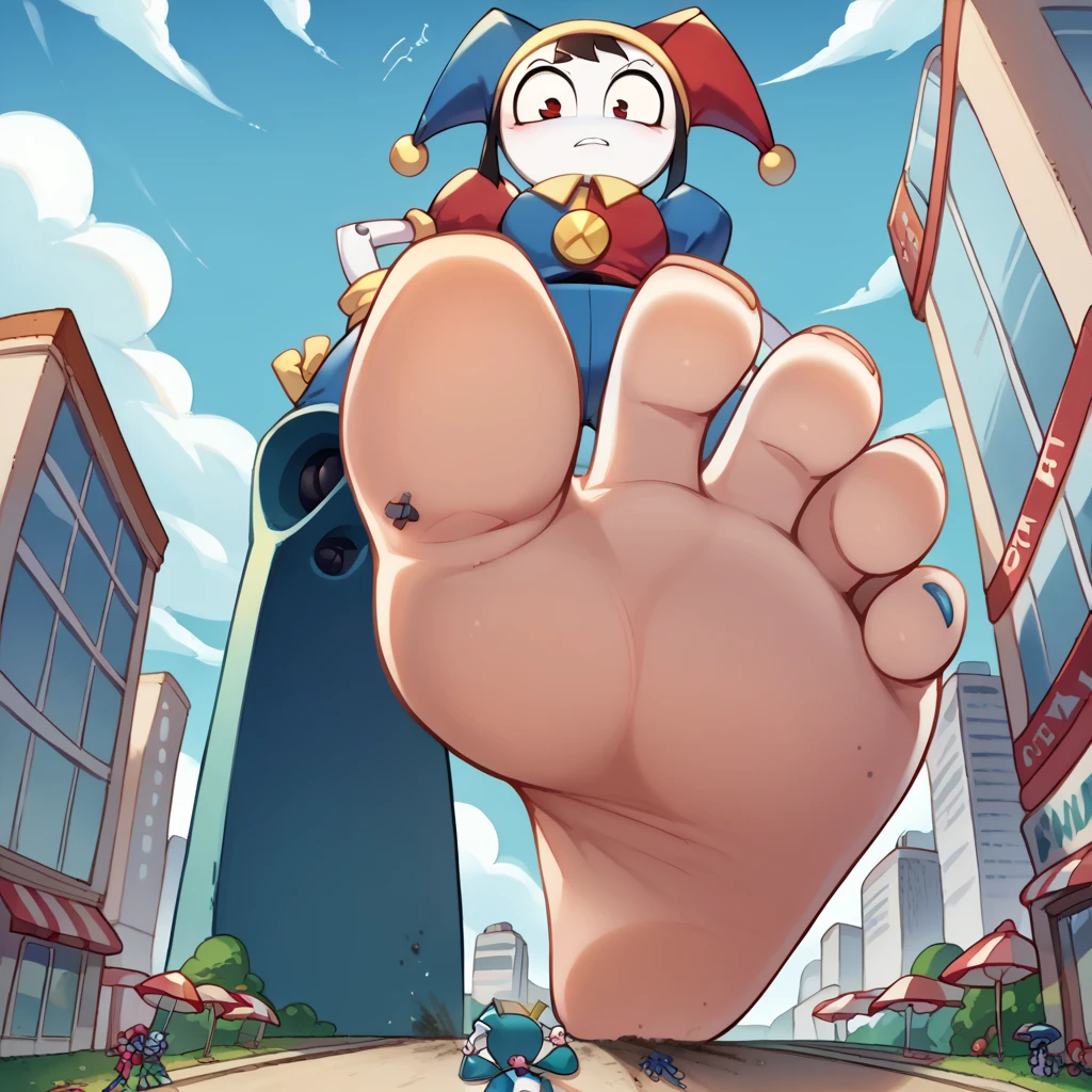 score_9, score_8_up, score_7_up, source_anime, BREAK pov: under giantess,feet,barefoot,_acima, 1 , Sozinho, jenny, pele branca, juntas, android, blue crop top, saiao,from below,feet white,city,Evil face
