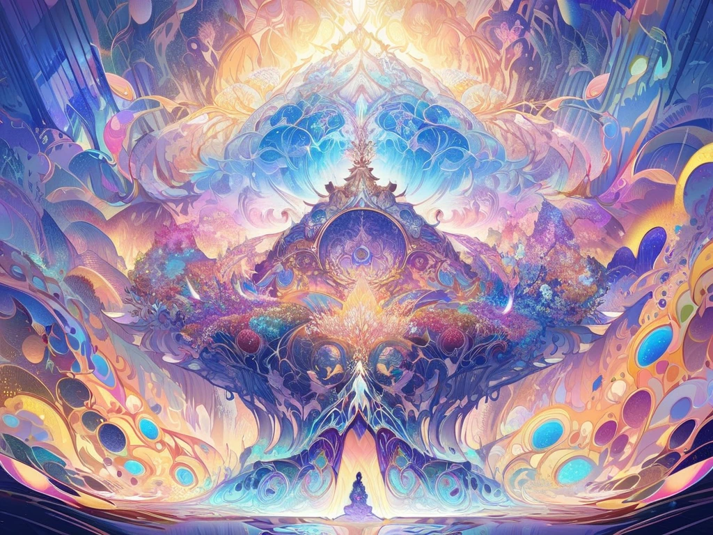 Fantastic Magical World、pop art、Colorful Cloud、Water spirits and lots of water bubbles、