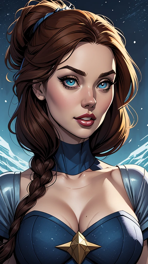 Personagem mulher estilo atompunk Fiona rainha Anna de Arendelle com marcas de guerras Imagem de desenho animado de uma mulher .Ilustra??o estilo desenho animado, estilo de arte dos desenhos animados, estilo de arte dos desenhos animados, digital illustration style, estilo atompunk design de personagens altamente detalhado, arte digital detalhada coragem, Forest fan art, Design de personagens de retrato, beautiful digital illustration, retrato de alta qualidade, Arte em quadrinhos, mulher jovem cabelo com transas lindas . Queen Anna of ArendelleBeautiful lined eyes Medium large bust and wonderful sexy clothes. image expression of sexual desire from waist to head illustration Queen Anne of Arendelle atompunk style Fallout 4 style pose playboy magazine 