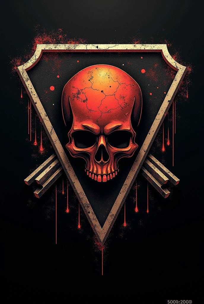 Maltese cross of firefighters with roads and pistons and in the center a Spartan with half a skull face and firefighter helmet