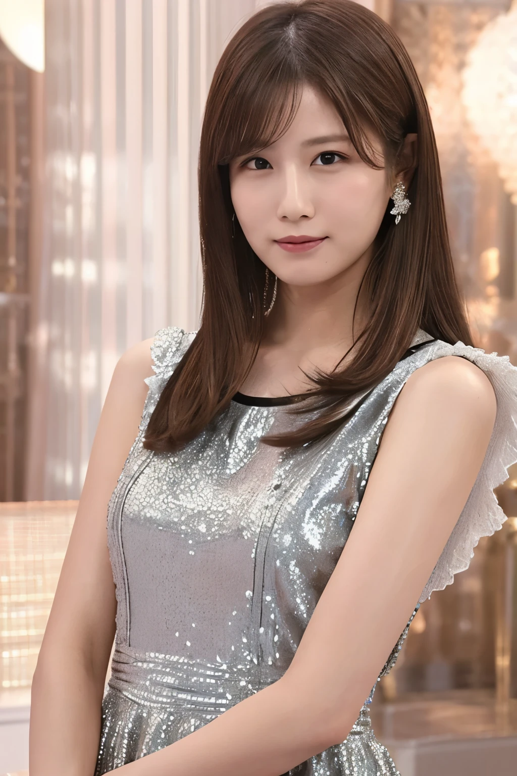  1 girl, A very beautiful portrait of a princess , (A beautiful girl wearing a fairytale dress :1.2),
 ( RAW photo best quality ), ( realistic ,  realistic :1.4), (masterpiece), 
 very detailed, 2k wallpaper, wonderful, finely,  very detailed,  CG Unity 8k Wallpaper ,  very detailed,  high definition , Soft light, 
 A beautiful girl with careful attention to detail,  very detailedな目と顔,  Beautiful and Elegant Nose ,  beautiful beautiful eyes,  movie lighting, 
(Bromide photography ),
(Medium hair), 
 perfect anatomy,  slender body,  smaller breasts, Thin legs,  Cowboy Shot 